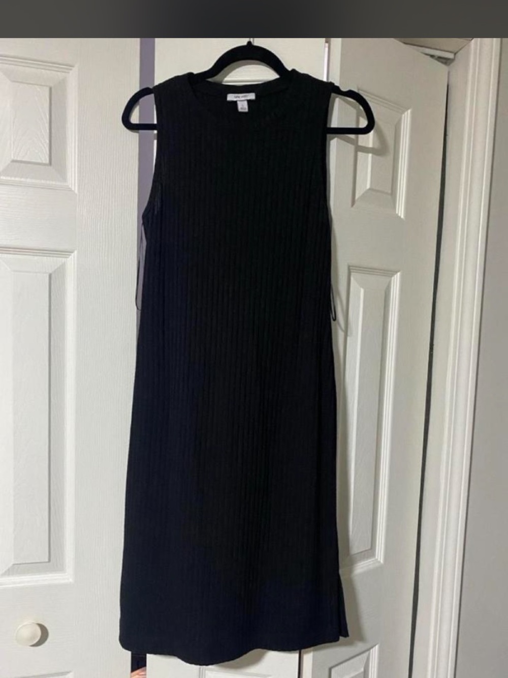 Nine West Black Sleeveless Ribbed Midi Dress